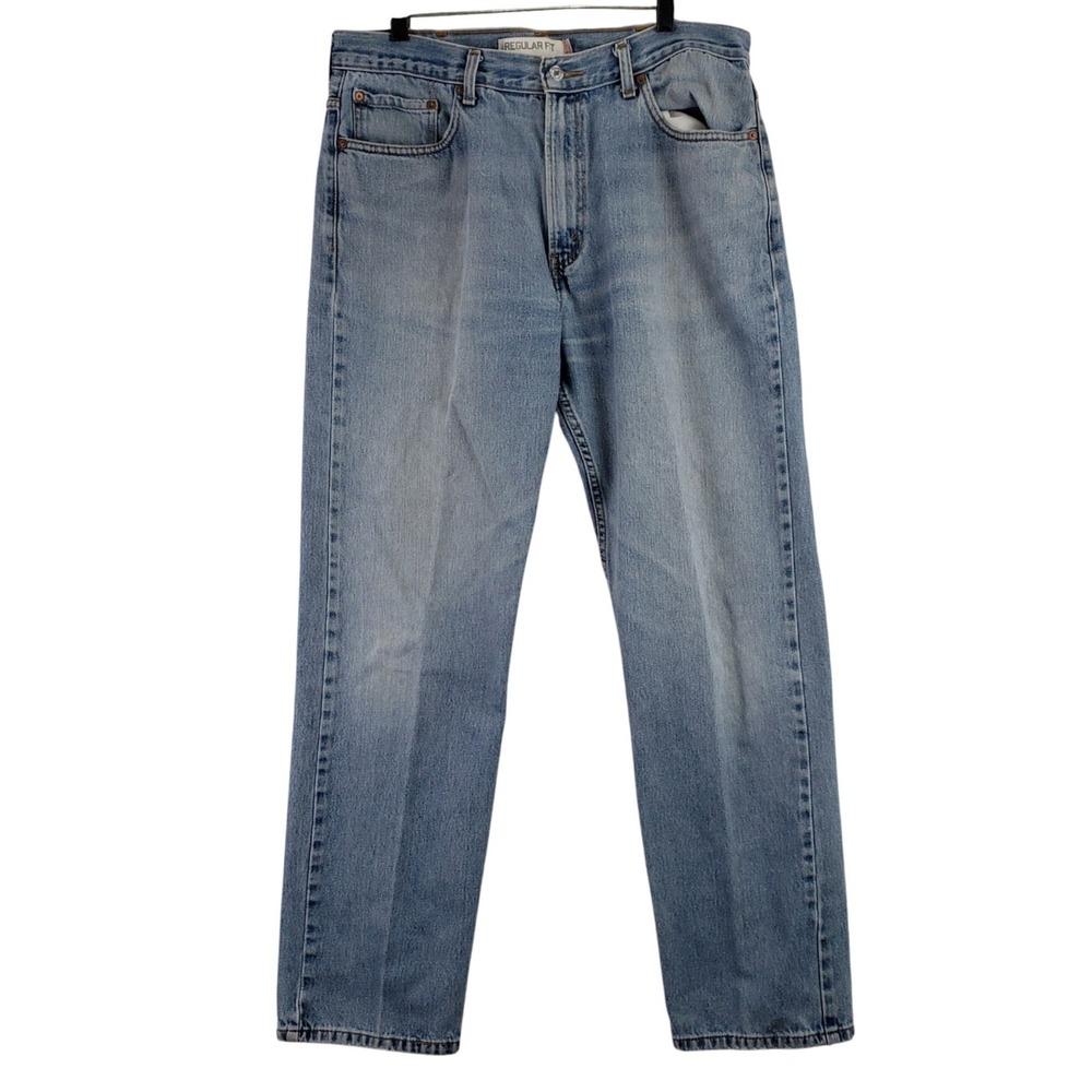 VTG Levi's 505 Regular Fit Jeans Mens 38x34 (Fits 35x32) Blue Straight Leg Y2K